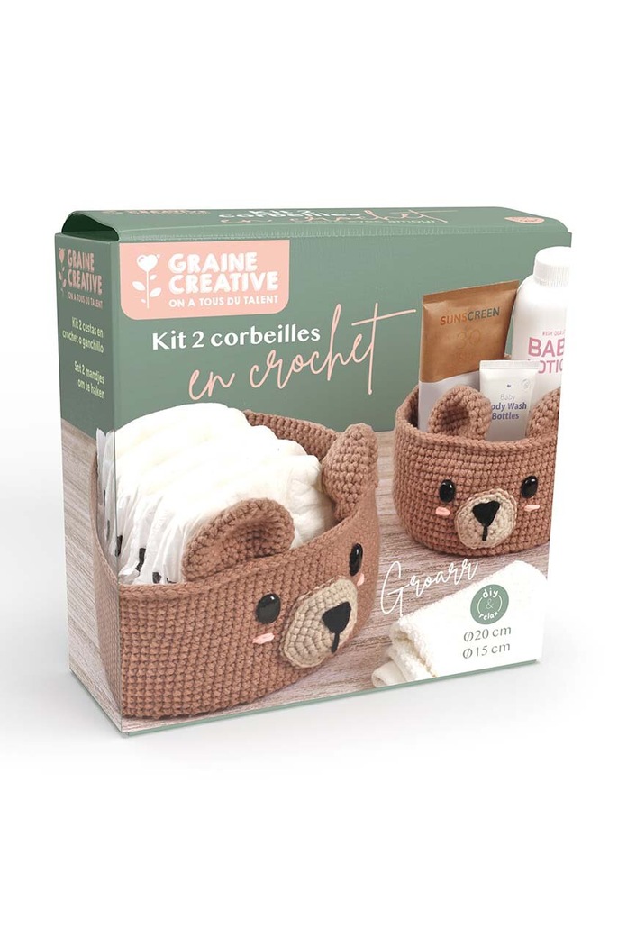 Sada DIY háčkované košíky Graine Creative Bear Motif 2-pack vícebarevná 420276