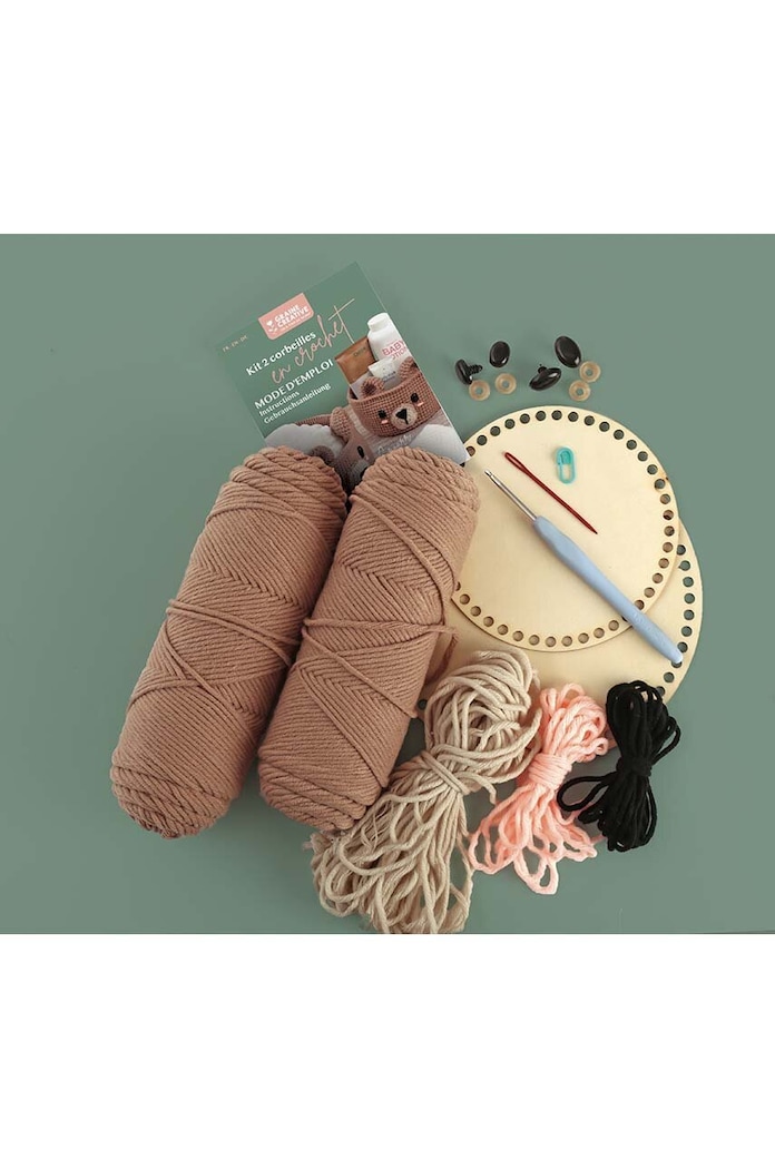 Sada DIY háčkované košíky Graine Creative Bear Motif 2-pack 420276 vícebarevná AA00