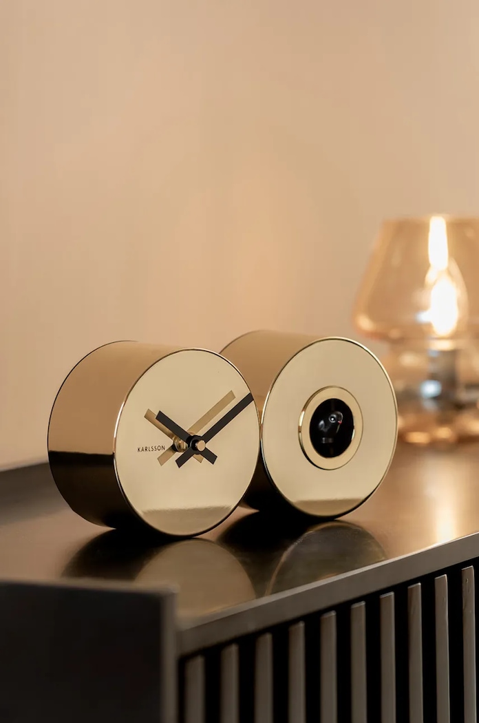Obývacia izba a spálňa Kukučkové hodiny Karlsson Duo Cuckoo Plated KA5789GD viacfarebná