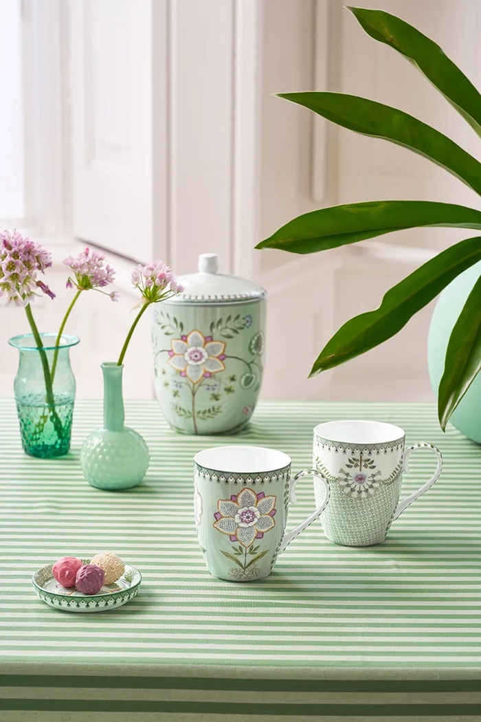 Kuchnia i bar Pip Studio zestaw kubków Lily&Lotus 350 ml 2-pack 51002504 zielony