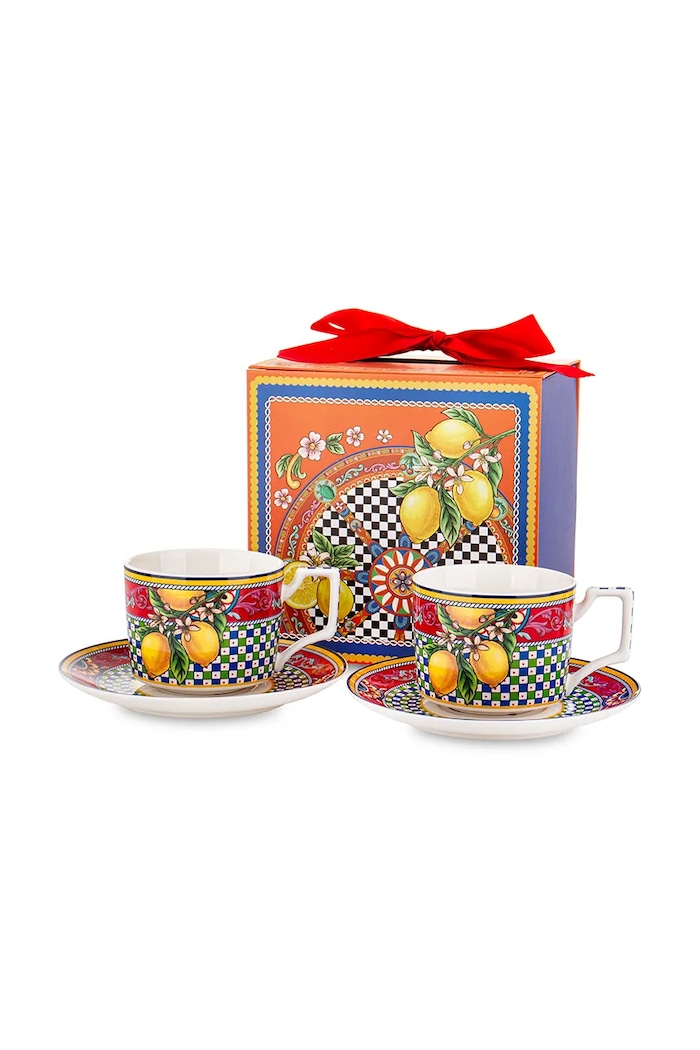 Komplet skodelic in krožnikov za 2 osebi. home & lifestyle 220 ml pisana 177943