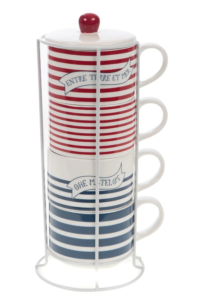 Komplet skodelic s stojalom home & lifestyle 4-pack pisana 164574