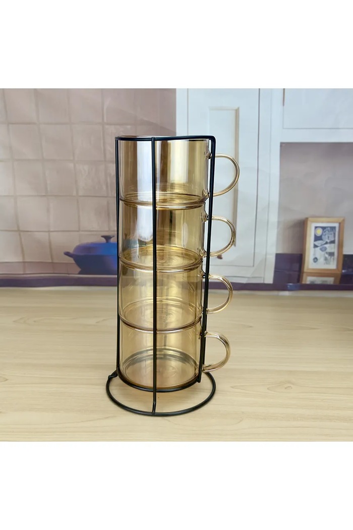 Kuchyňa a bar Sada hrnčekov so stojanom Affek Design Peter Honey 350 ml 4-pak HTID2768 oranžová
