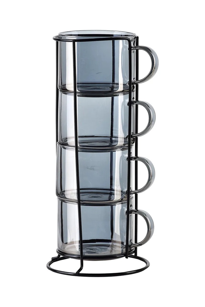 Комплект чаши със стойка Affek Design Peter Grey 350 ml (4 броя) сив HTID2751