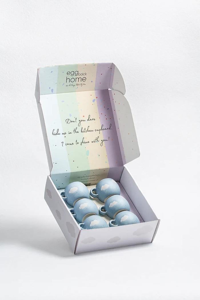 Egg Back Home set căni 90 ml 6-pack albastru 2006.Set6.MT.CB