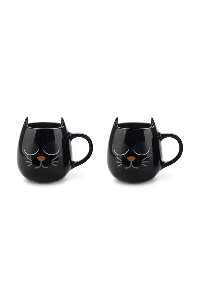 Komplet skodelic Balvi Wake Cat 8,5 x 10,3 x 7,5 cm 2-pack črna 28144