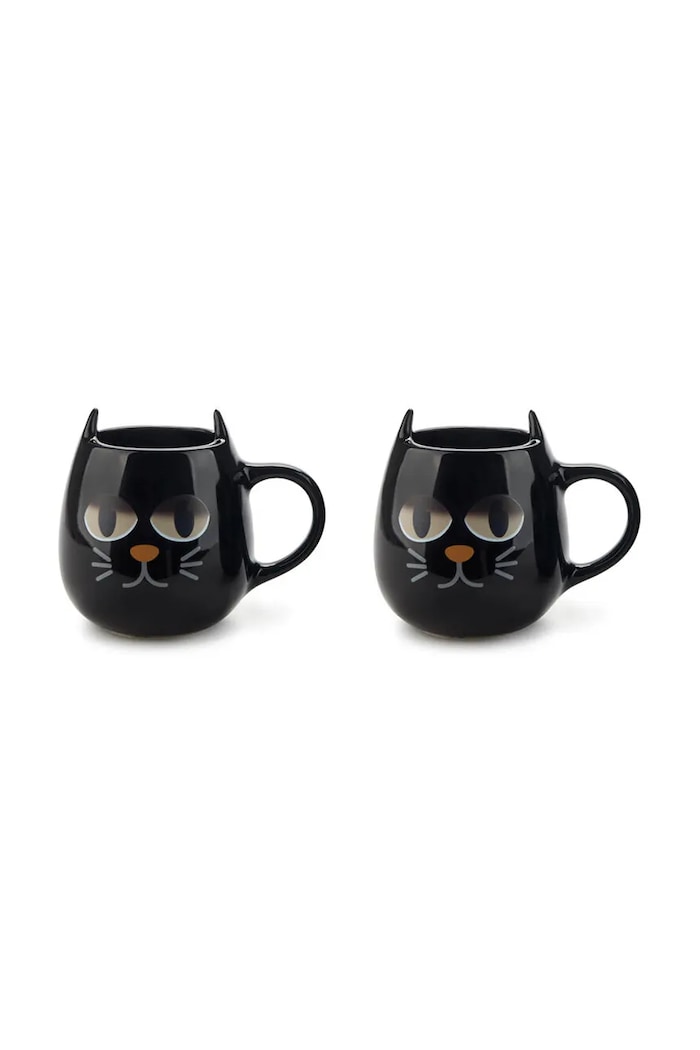 Komplet skodelic Balvi Wake Cat 8,5 x 10,3 x 7,5 cm 2-pack 28144 črna AA00