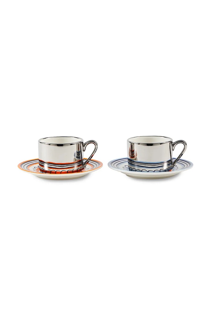 Set šalica i tanjurića za 2 osobe. Pols Potten floral 90 ml 4 elementy šarena 230.400.678