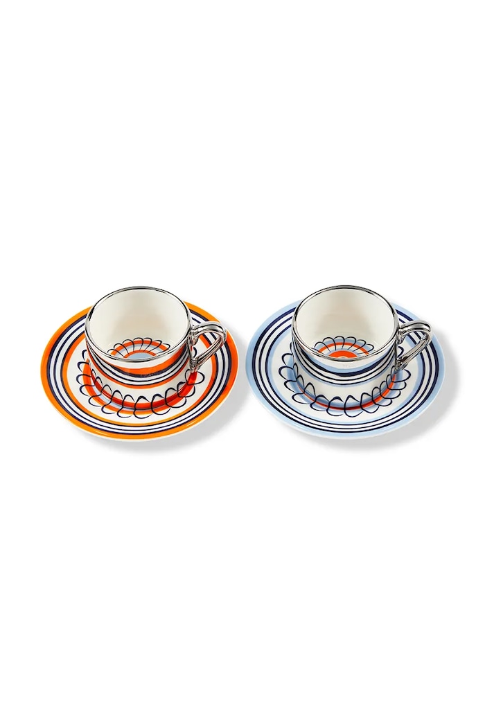 Set šalica i tanjurića za 2 osobe. Pols Potten floral 90 ml 4 elementy 230.400.678 šarena AA00