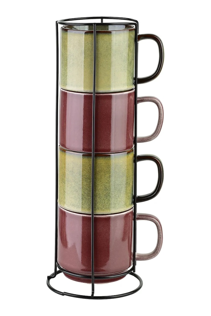 Affek Design set de căni cu stativ din porțelan 15 x 15 x 36 cm multicolor HTPT1882