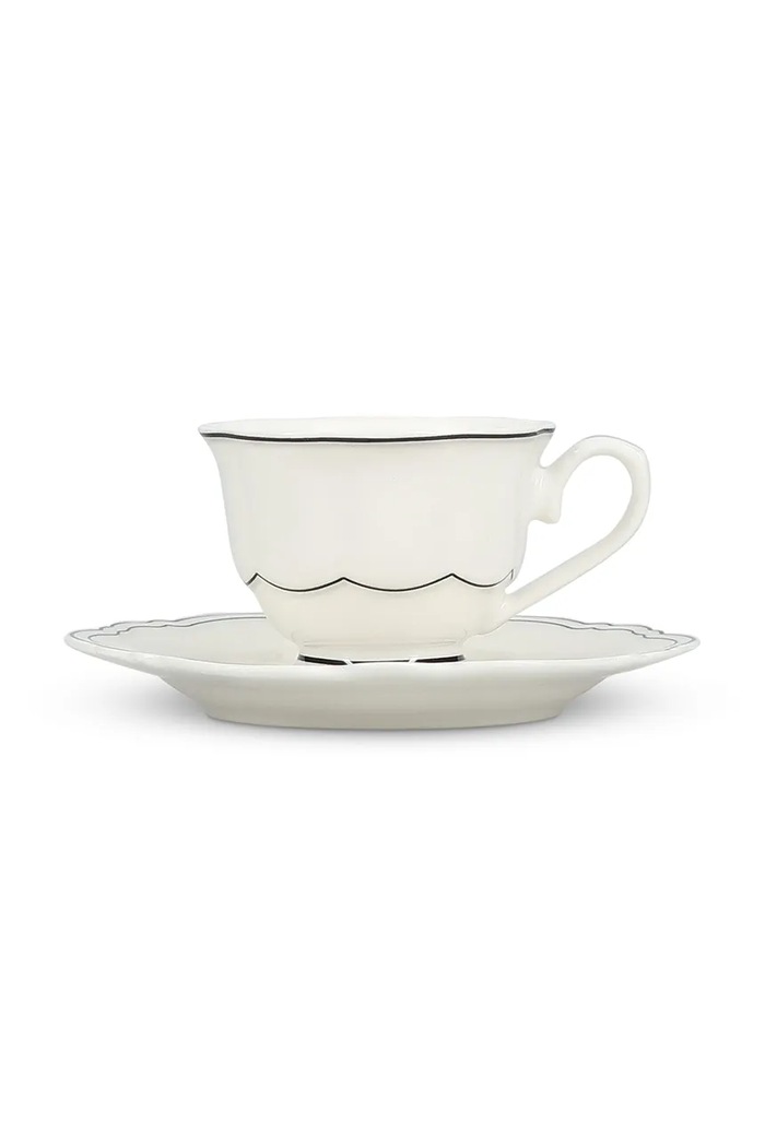 S|P Collection Komplet skodelic s podstavkom (za skodelico) iz glaziranega porcelana 80 ml bela 856235