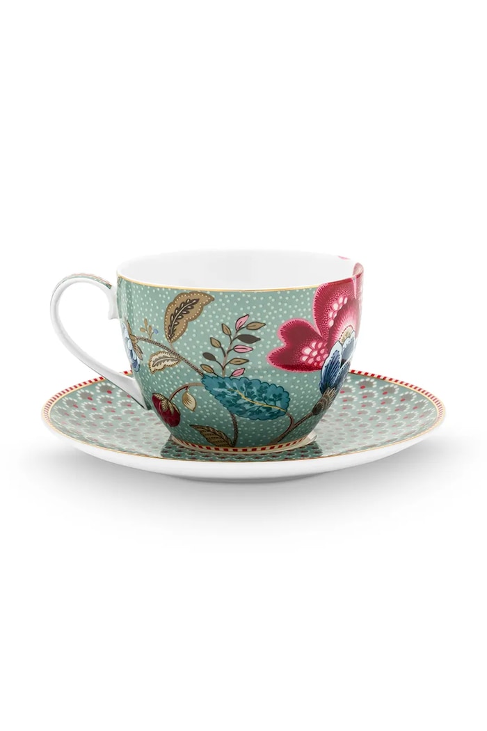 Pip Studio skodelica s podstavkom iz glaziranega porcelana 300 ml 51004221 pisana AA00