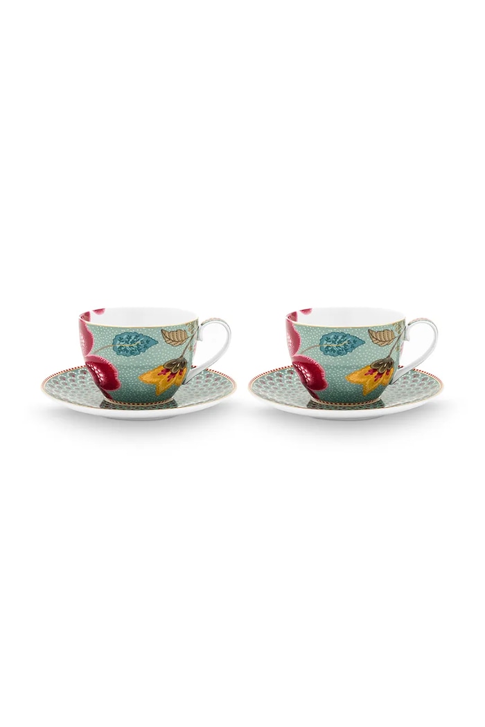 Pip Studio zestaw filiżanek ze spodkiem z porcelany szkliwionej 300 ml multicolor 51004223