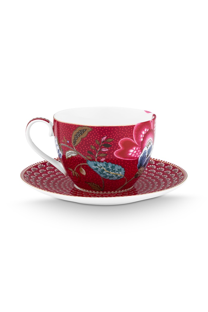 Kuchnia i bar Pip Studio Zestaw filiżanek z porcelany Blooming Tales Fantasy 300 ml 51004235 czerwony