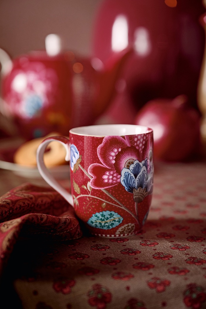 Zestaw kubków z porcelany Blooming Tales Fantasy 200 ml Pip Studio czerwony 51002633