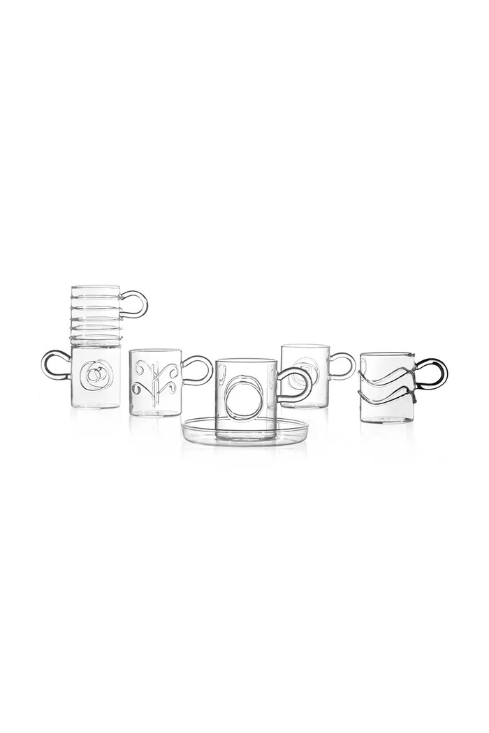 Ichendorf Milano Zestaw filiżanek do espresso ze szkła borokrzemianowego Deco’ 100 ml 9359521 transparentny AA00