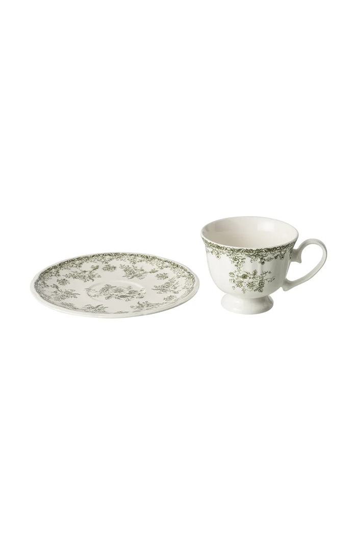 J-Line Filiżanka ze spodkiem z porcelany 170 ml 268857 biały AA00