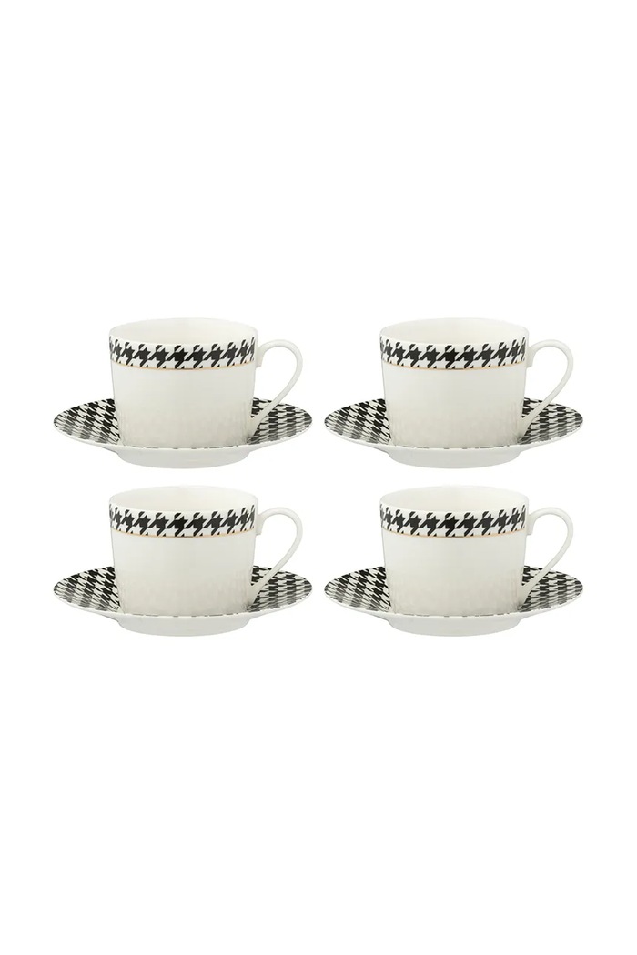 J-Line zestaw filiżanek ze spodkiem z porcelany multicolor 58912
