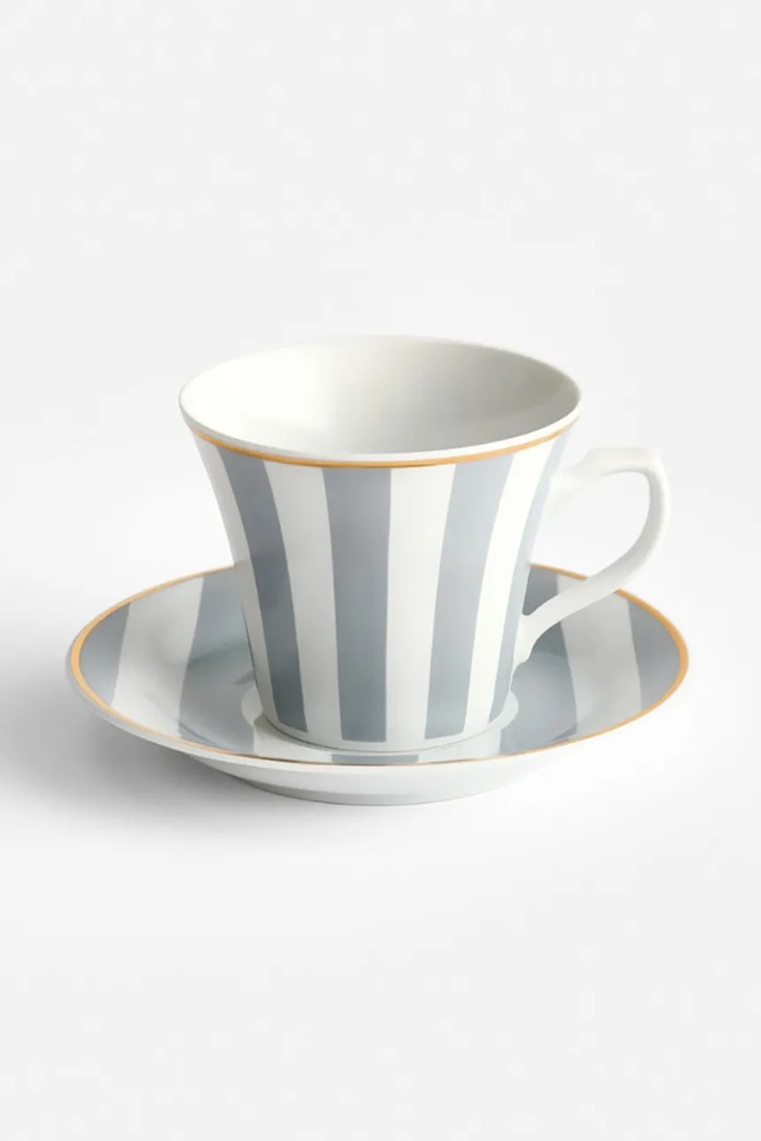 La Mania filiżanka ze spodkiem z porcelany 200 ml szary 5902037041306