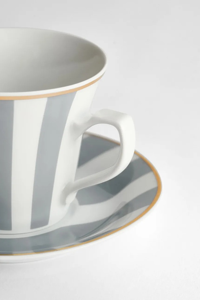 La Mania filiżanka ze spodkiem z porcelany 200 ml 5902037041306 szary AA00