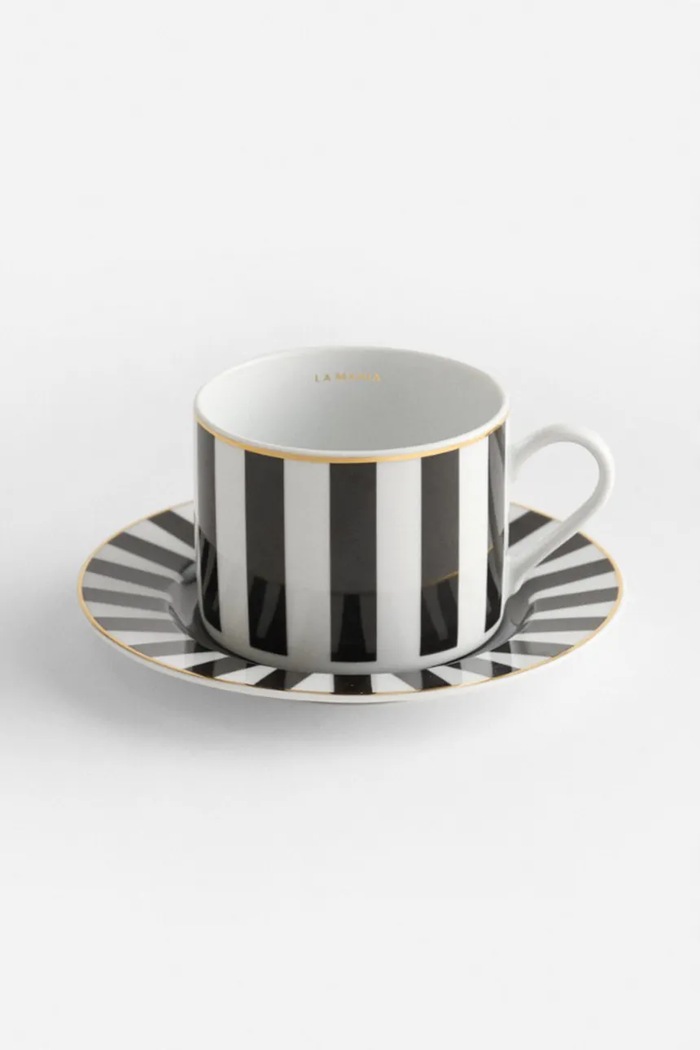 La Mania filiżanka ze spodkiem z porcelany 190 ml czarny 5902037040026