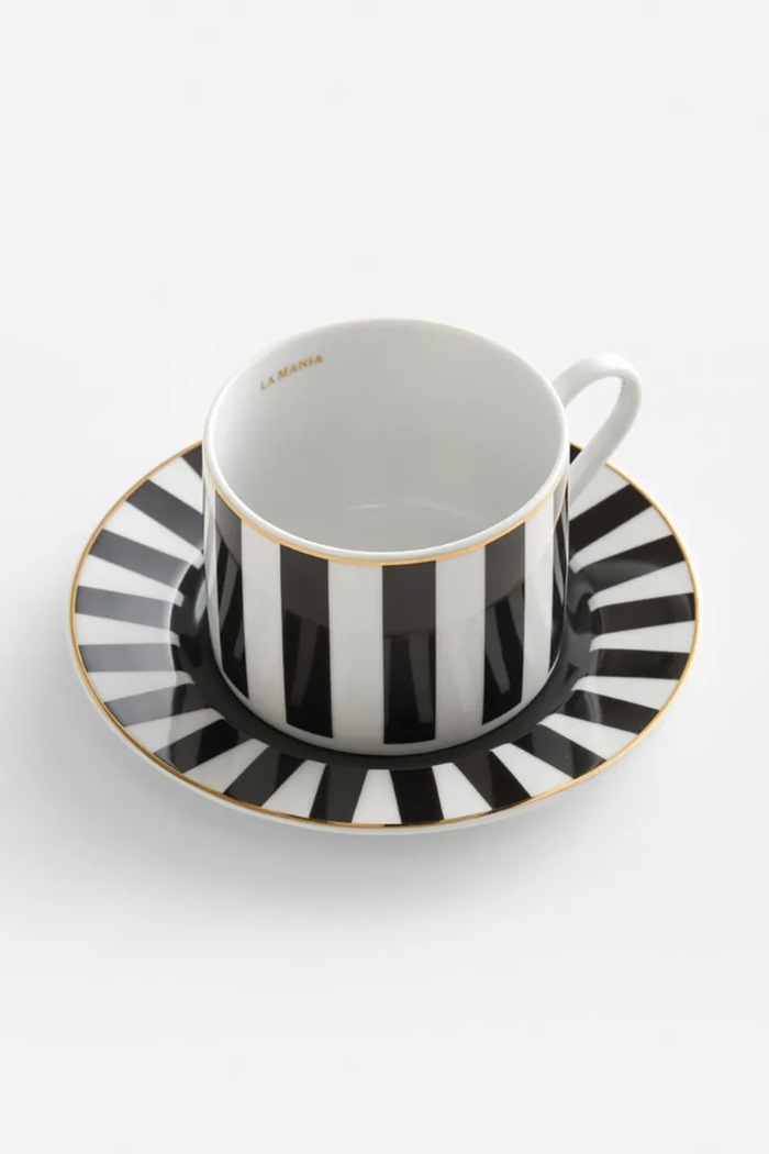 La Mania filiżanka ze spodkiem z porcelany 190 ml 5902037040026 czarny AA00