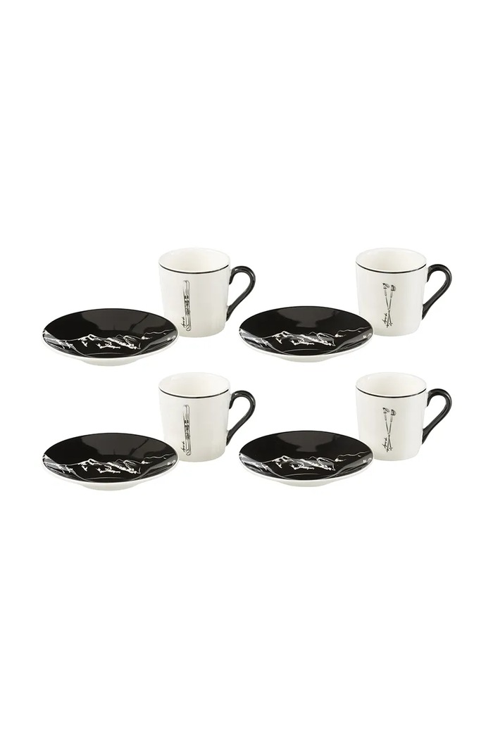 J-Line set de cești cu farfurioară din ceramică 11,2 x 11,2 x 6 cm 49239 alb AA00