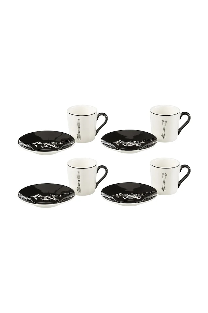 J-Line set de cești cu farfurioară din ceramică 11,2 x 11,2 x 6 cm 49239 alb AA00