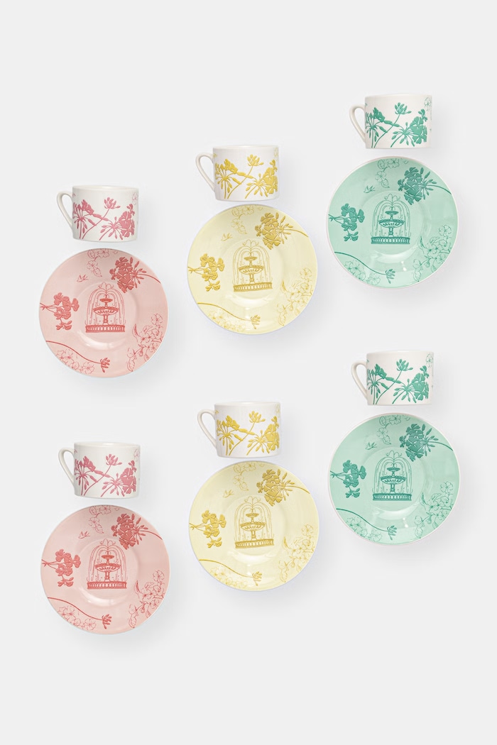 Palais Royal zestaw filiżanek ze spodkami z porcelany 100 ml multicolor 1038471