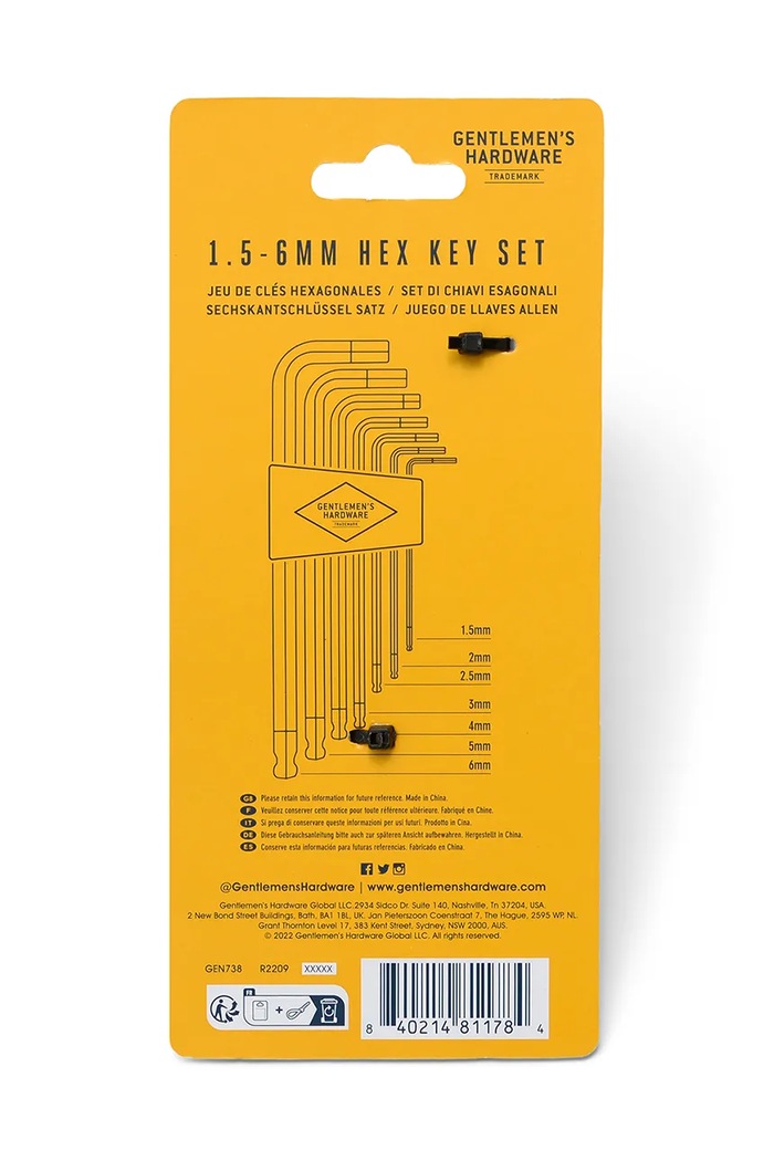 Lifestyle Sada imbusových klíčů Gentlemen's Hardware Hex Key Set 7-pack GEN738UK vícebarevná