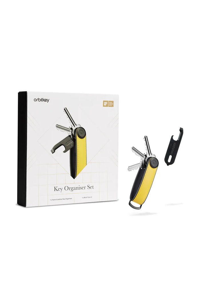 Orbitkey trusă de chei și set multitool Hybrid Leather 8,5 cm galben GHL3.SYW.201