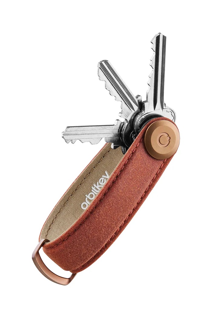 Obal na klíče Orbitkey Waxed Canvas 8,5 cm červená KWC2.BRD.107