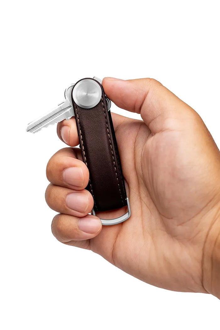 Kožený obal na klíče Orbitkey Pro Leather 9,3 x 3,5 cm červená KPR1.MHG.101
