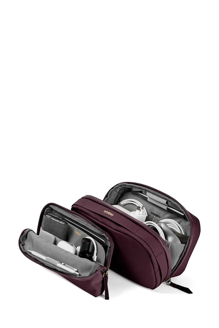 Orbitkey organizer biurowy podróżny z materiału tekstylnego bordowy WTP1.PLM.109