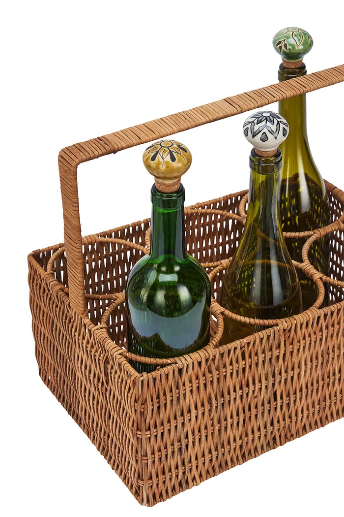 Organizér na láhve Madam Stoltz 34 x 23 x 15 cm MKNV249091 béžová AA00
