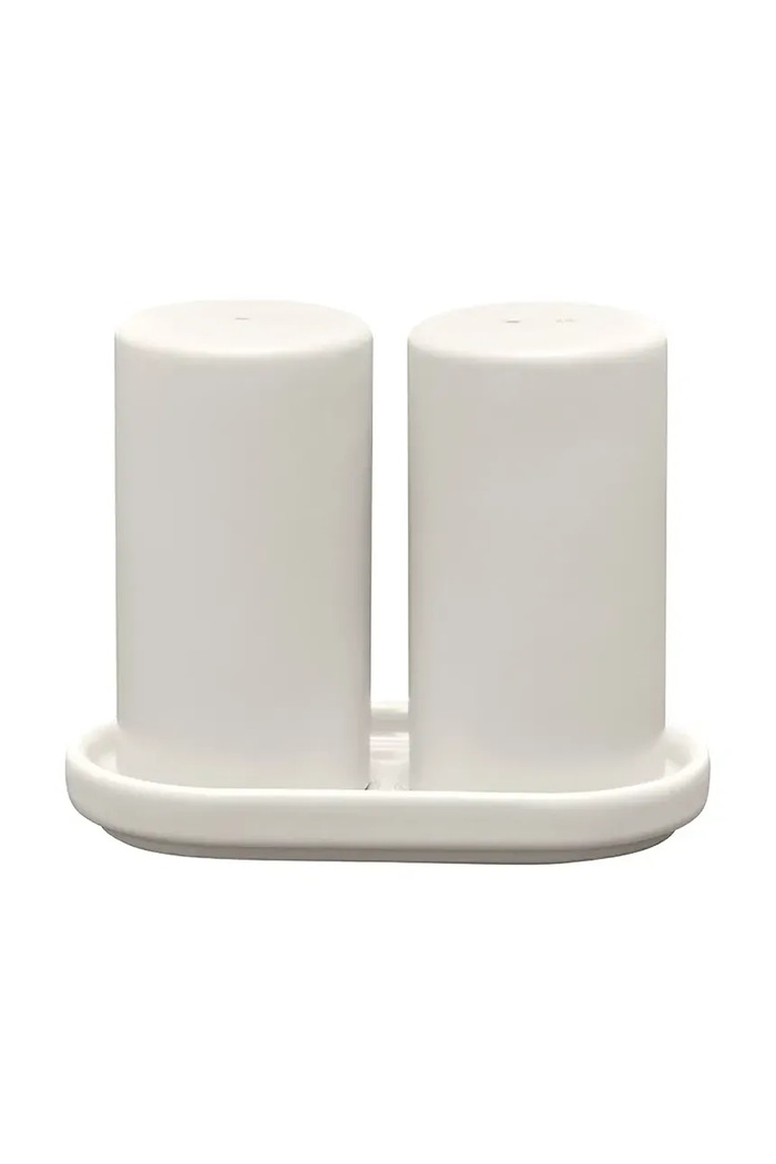 Blomus sare și piper cu o farfurie Pilar 9 cm alb B64780