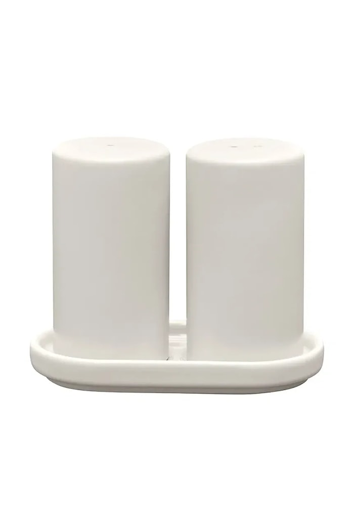 Blomus sare și piper cu o farfurie Pilar 9 cm alb B64780