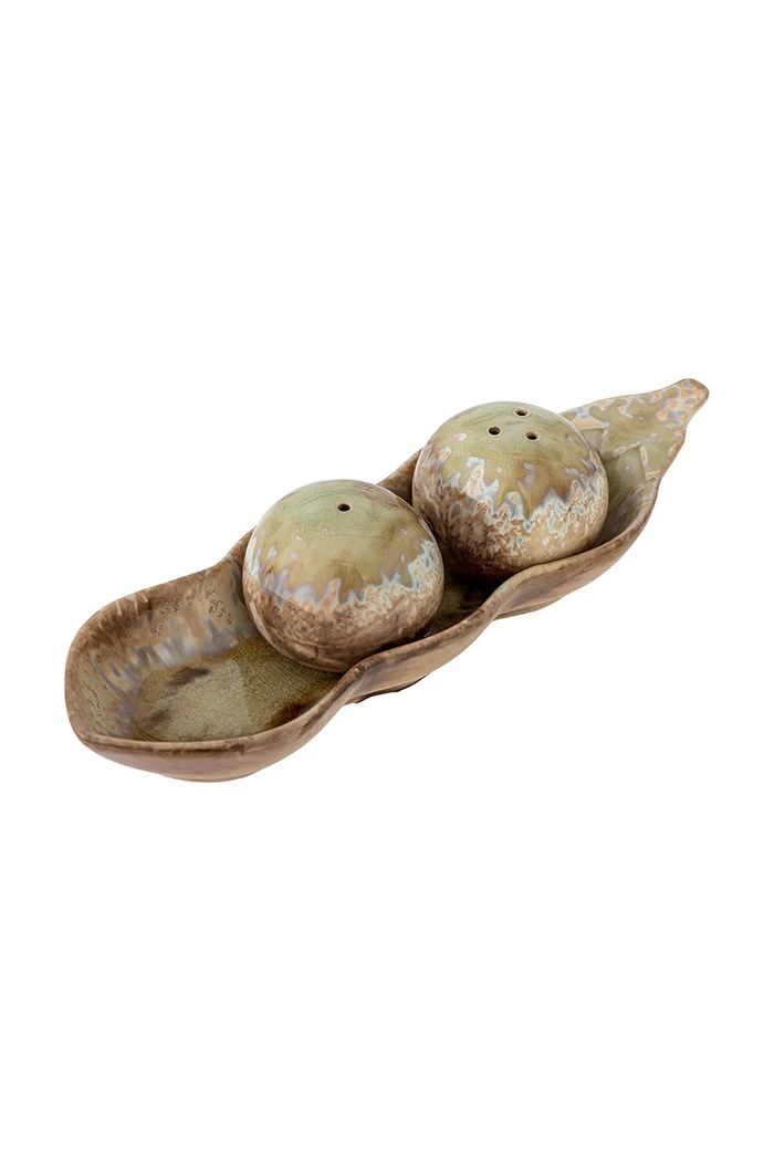 Bloomingville solnička a pepřenka z kameniny 26 x 8 x 6 cm 82073111 zelená AA00