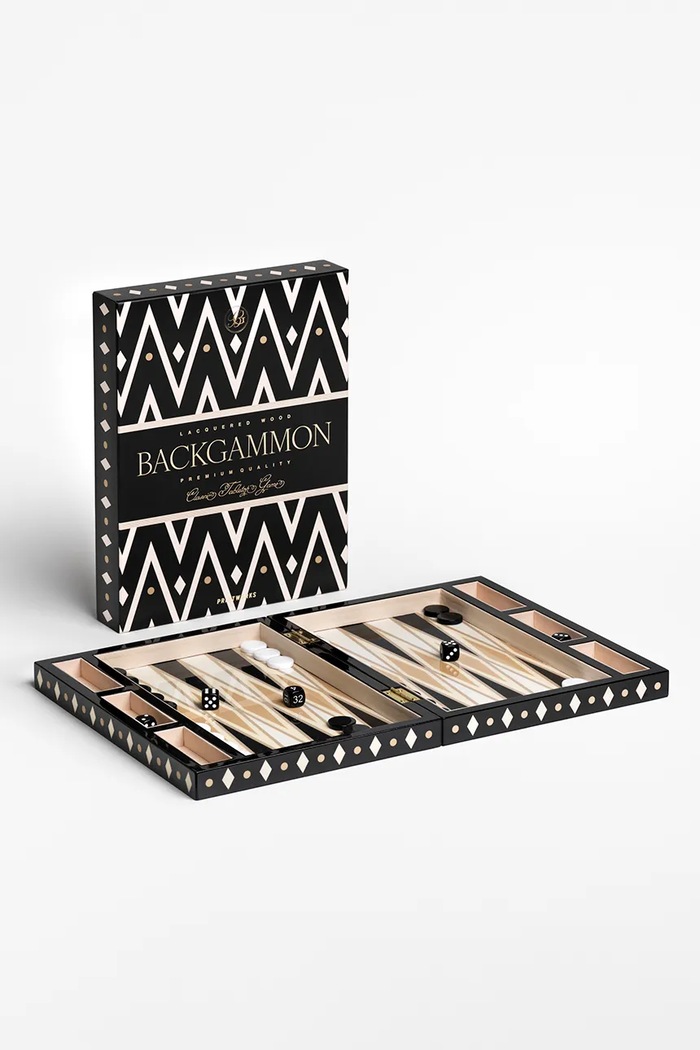 Printworks joc de societate Lacquered Backgammon 24 x 31 cm PW00772 negru AA00