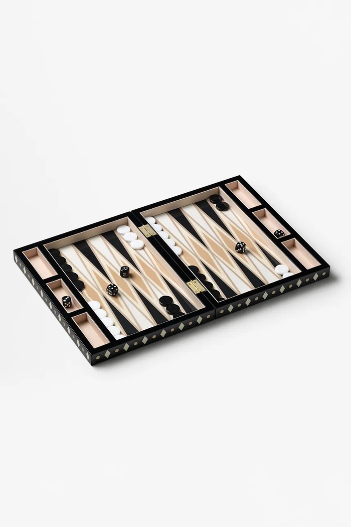 Lifestyle Printworks joc de societate Lacquered Backgammon 24 x 31 cm PW00772 negru