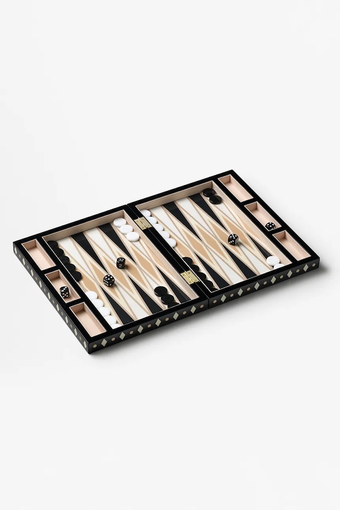 Lifestyle Printworks joc de societate Lacquered Backgammon 24 x 31 cm PW00772 negru