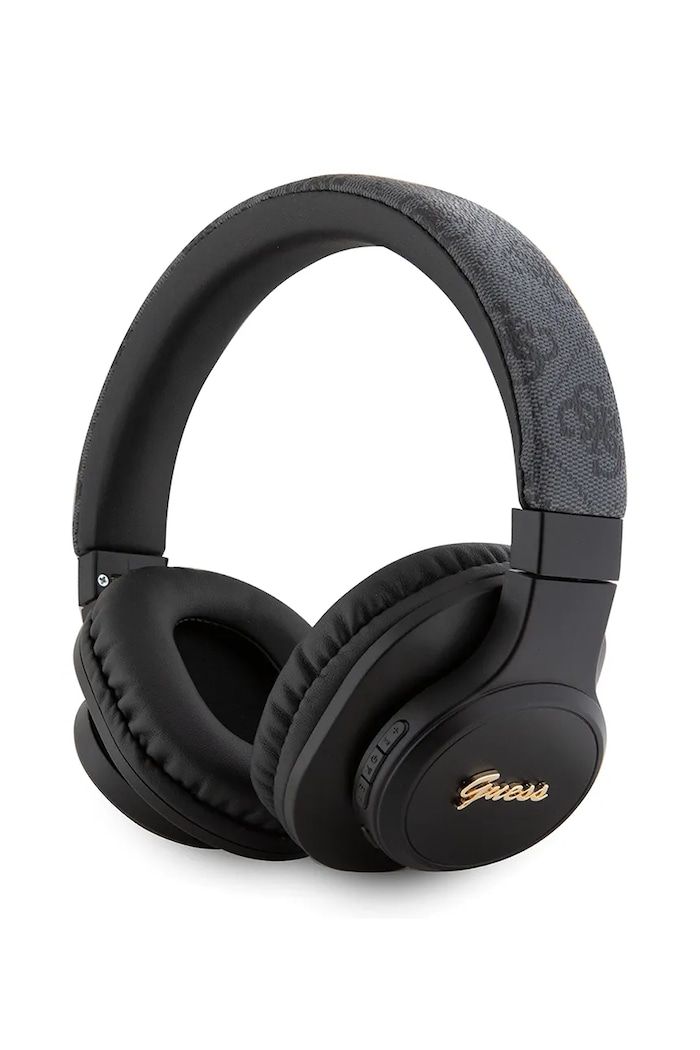 Guess căști wireless Leather Tone On Tone Script negru GUBH604FEMK