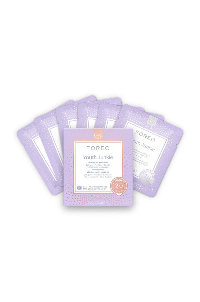 FOREO maseczka aktywowana ufo przeciw starzeniu się UFO Masks Youth Junkie 2.0 6-pack fioletowy F1009