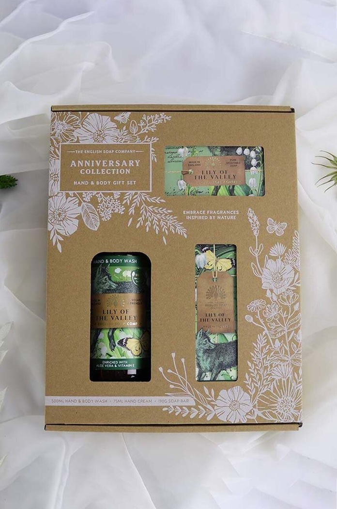 The English Soap Company szappan, kézkrém és mosógél készlet Lily Of The Valley 3 db többszínű SSGB002