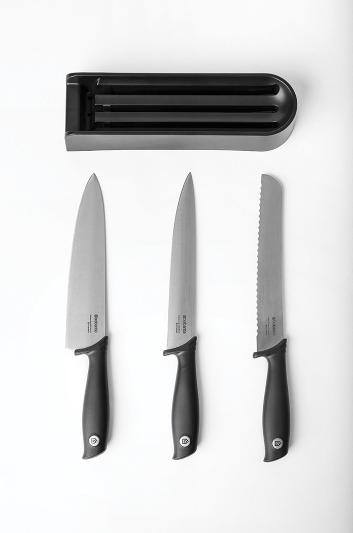 Brabantia zestaw noży z organizerem (3-pack) szary 123023