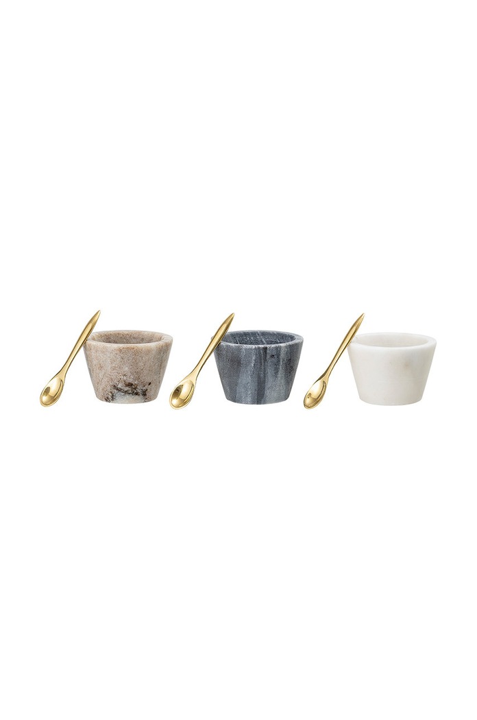 Bloomingville Zestaw miseczek na sól z łyżeczkami Rosamynthe Salt Jar (3-pack) multicolor 82044250.Komplet