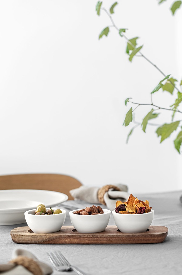 Kuchnia i bar Villeroy & Boch zestaw miseczek do dipów z podstawką Artesano Original (3-pack) 1041309023 beżowy