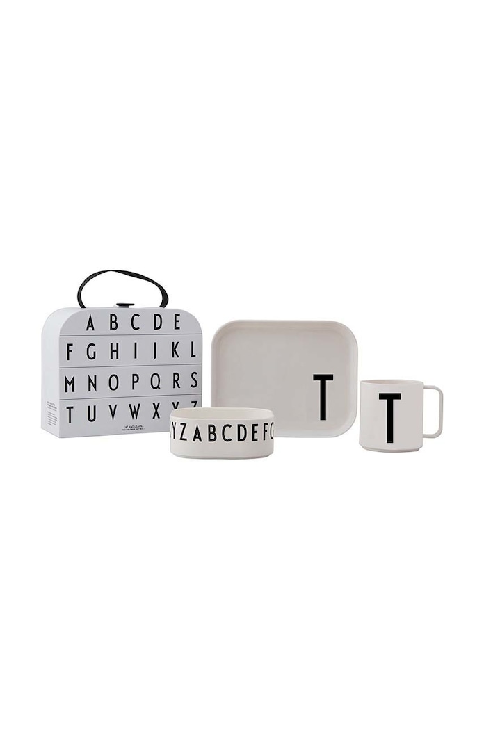 Design Letters set de mic dejun pentru copii Classics in a suitcase T alb 20201500T