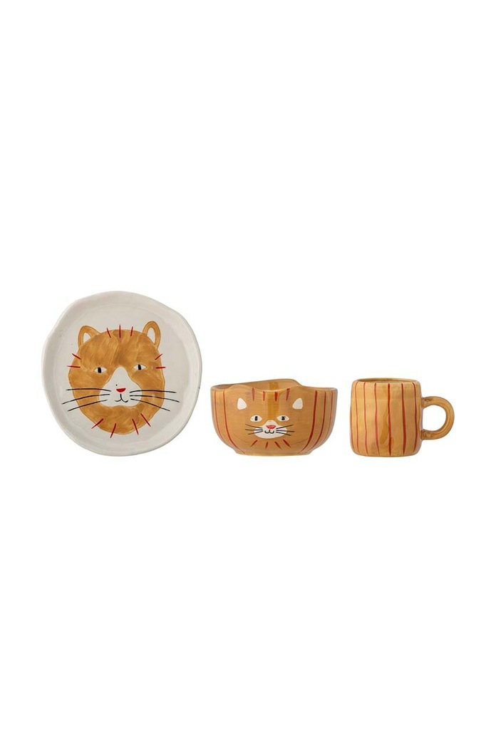 Bloomingville set de mic dejun pentru copii Kittie 3-pack maro 82058198