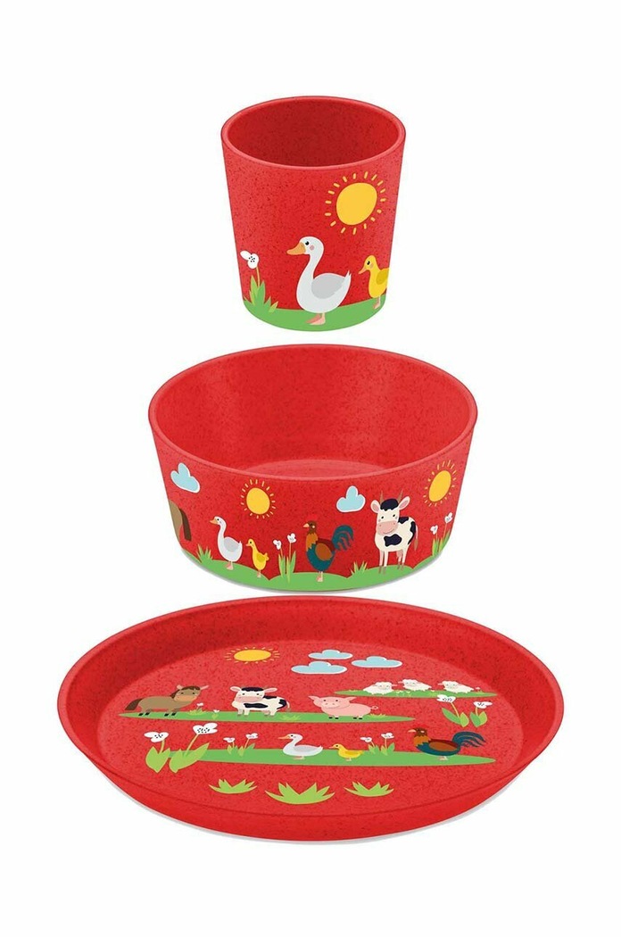 Sada pro dítě: talíř, miska, hrnek Koziol 3-pack červená 1430676